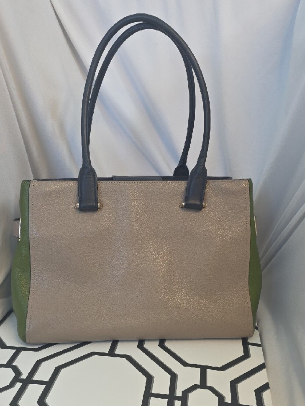 Coach Taupe, Green & Navy with Gold Hardware - Picture 3 of 9